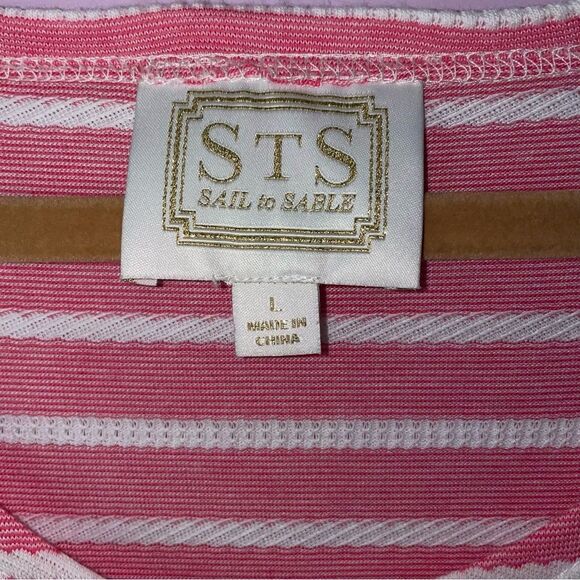 Sail to Sable Size L Jetting to Jetties Maxi Dress Pink White Preppy Coastal - Picture 3 of 9